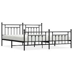 Foto van Vidaxl bedframe met hoofd- en voeteneinde metaal zwart 200x200 cm