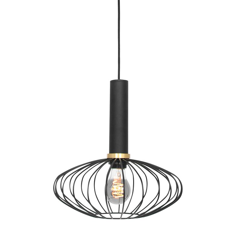 Foto van Moderne hanglamp - mexlite - metaal - modern - e27 - l: 28cm - voor binnen - woonkamer - eetkamer - zwart