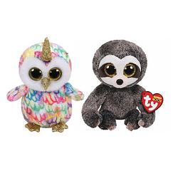 Foto van Ty - knuffel - beanie boo's - enchanted owl & dangler sloth