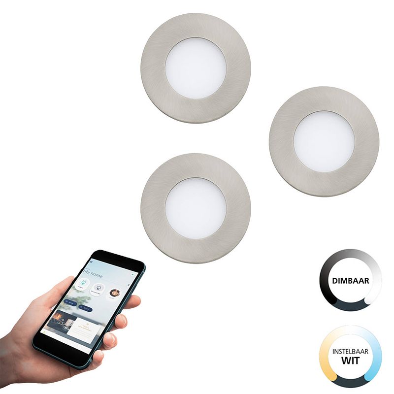 Foto van Eglo connect.z fueva-z smart inbouwlamp - ø 8,5 cm - grijs/wit