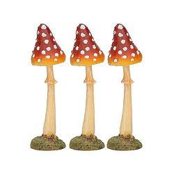 Foto van Een set van 3 herfst decoratie paddenstoelen - vliegenzwammen 12 cm