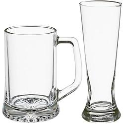 Foto van Bierglazen set - bierpullen/pilsglazen fluitje - 8x stuks - glas - bierglazen