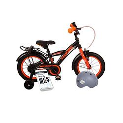 Foto van Volare kinderfiets thombike - 16 inch - zwart/geel - met fietshelm en accessoires