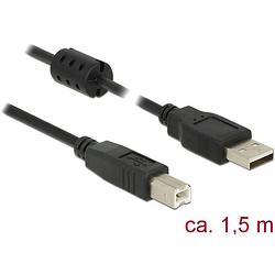 Foto van Delock usb-kabel usb 2.0 usb-a stekker, usb-b stekker 1.50 m zwart met ferrietkern 84896