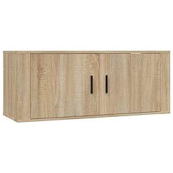 Foto van The living store tv-meubel sonoma eiken - wandgemonteerd - 100 x 34.5 x 40 cm - bewerkt hout