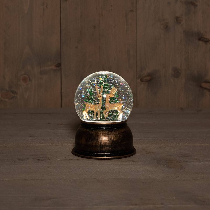 Foto van Anna'ss collection - b.o. globe deer glitter water led warm white 11x14 cm