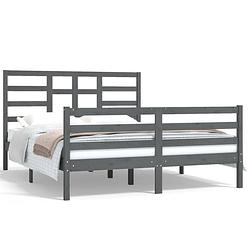 Foto van Vidaxl bedframe massief hout grijs 150x200 cm 5ft king size