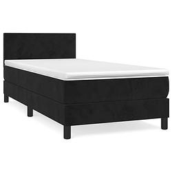 Foto van The living store bed - zwart stoffen boxspring - 203x80x78/88 cm - inclusief matras en topmatras