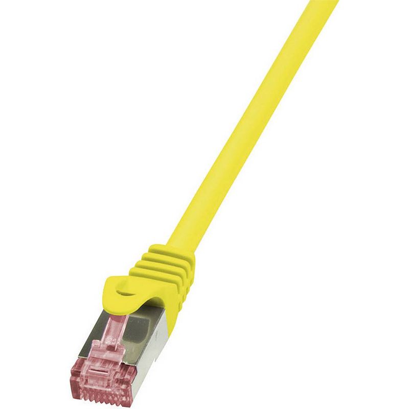 Foto van Logilink cq2067s rj45 netwerkkabel, patchkabel cat 6 s/ftp 3.00 m geel vlambestendig, snagless 1 stuk(s)