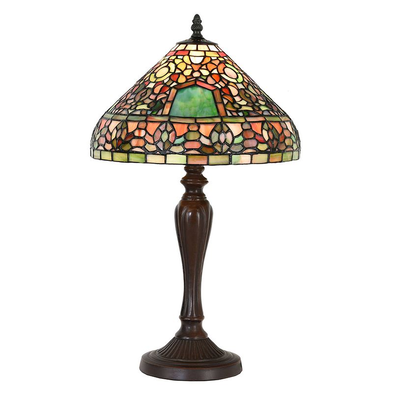 Foto van Haes deco - tiffany tafellamp groen, bruin, rood ø 30x53 cm fitting e27 / lamp max 1x60w