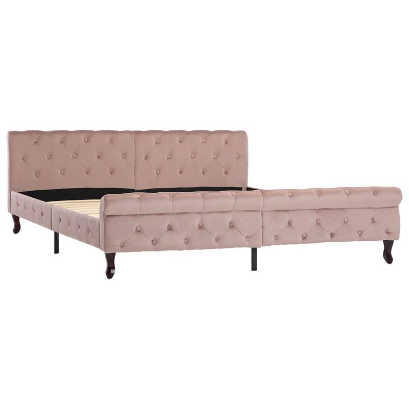 Foto van The living store bedframe fluweel roze 180x200 cm - bed