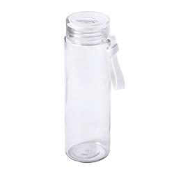 Foto van Glazen waterfles/drinkfles transparant met schroefdop wit handvat 420 ml - drinkflessen