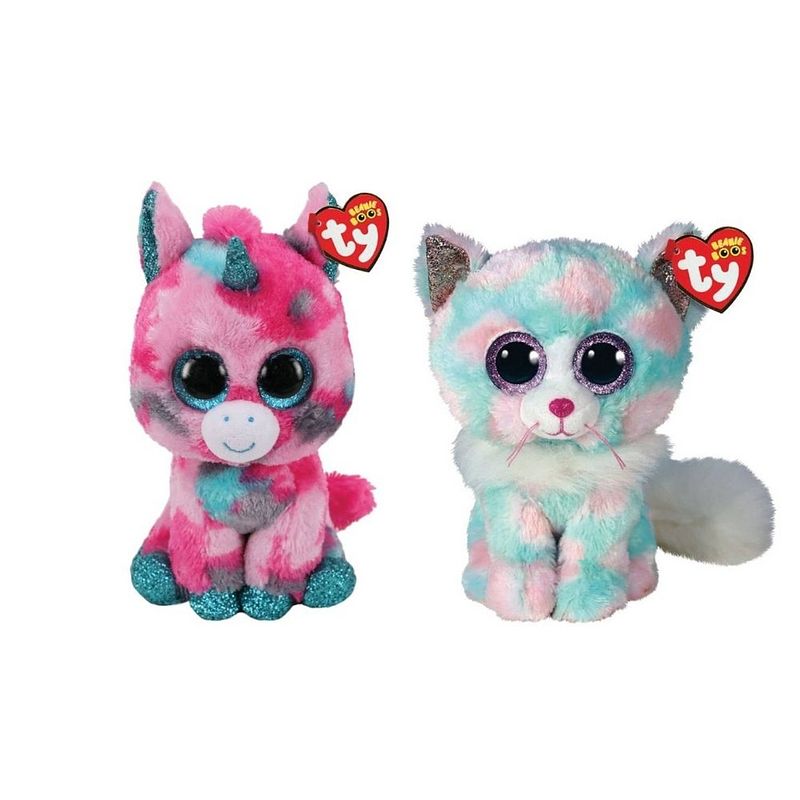 Foto van Ty - knuffel - beanie buddy - gumball unicorn & opal cat