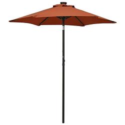 Foto van Vidaxl parasol met led-verlichting 200x211 cm aluminium terracottakleurig