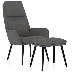 Foto van The living store relaxstoel met voetenbank stof lichtgrijs - fauteuil