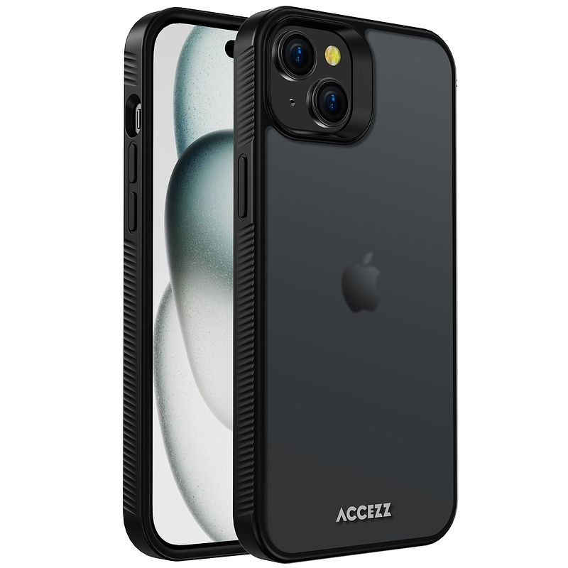 Foto van Accezz rugged frosted backcover iphone 15 plus telefoonhoesje zwart