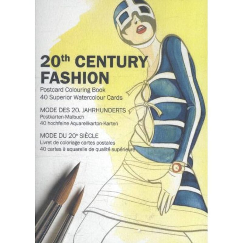 Foto van 20th century fashion - postcard colouring book