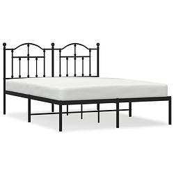 Foto van Vidaxl bedframe met hoofdbord metaal zwart 140x190 cm