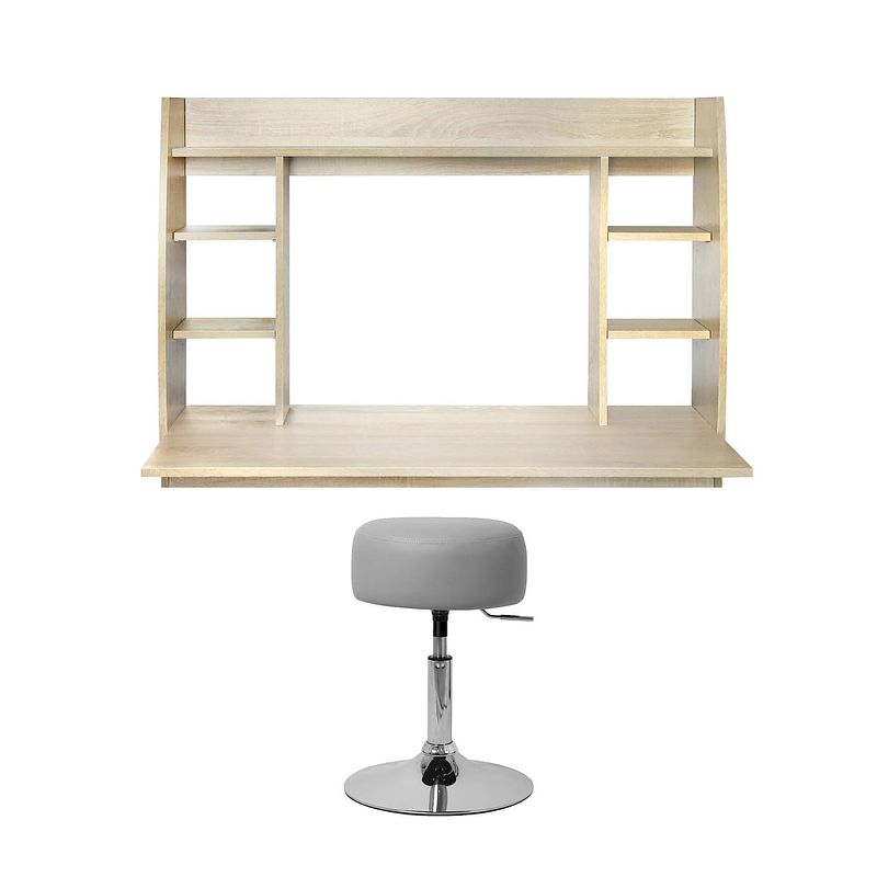 Foto van Wandbureau 110x75x48 cm licht hout mdf ml design