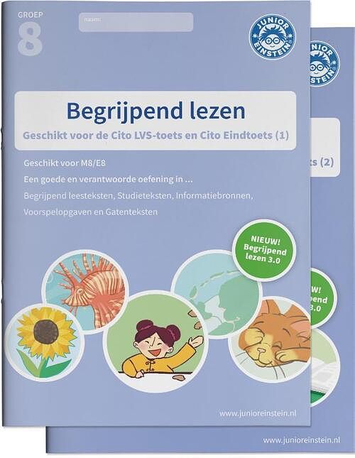 Foto van Begrijpend lezen oefenboeken set groep 8 m8/e8 delen 1 en 2 - paperback (9789493128064)