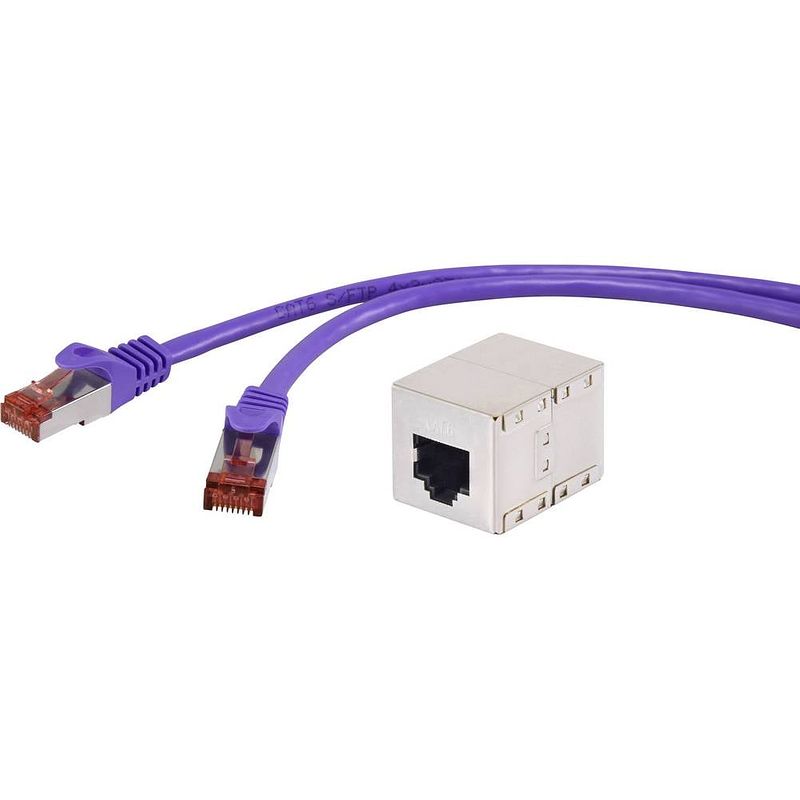 Foto van Renkforce rf-3828998 rj45 netwerkkabel, patchkabel cat 6 s/ftp 10.00 m violet snagless, vergulde steekcontacten 1 stuk(s)