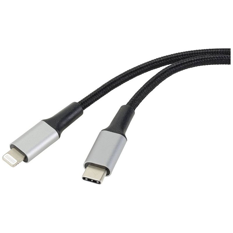 Foto van Renkforce apple ipad/iphone/ipod aansluitkabel [1x usb-c 2.0 stekker - 1x apple dock-stekker lightning] 1.00 m zwart