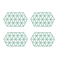 Foto van Krumble siliconen pannenonderzetter hexagon lang - groen - set van 4