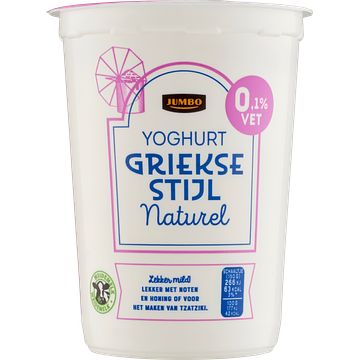 Foto van Jumbo yoghurt griekse stijl naturel 0,1% vet 500g