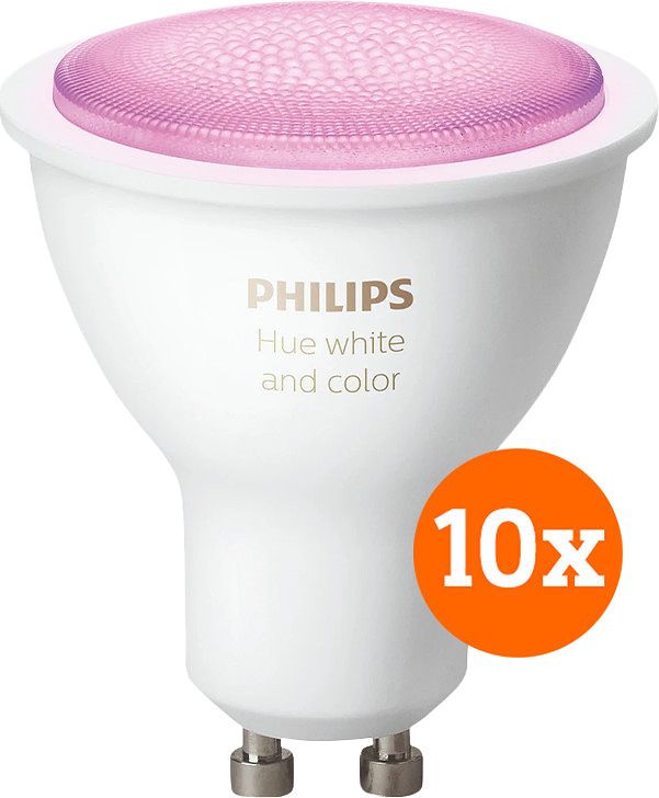 Foto van Philips hue white and color gu10 10-pack