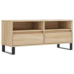 Foto van The living store tv-meubel sonoma eiken - tv-kast met opbergruimte - 100x34.5x44.5cm - stevig hout - ijzeren poten