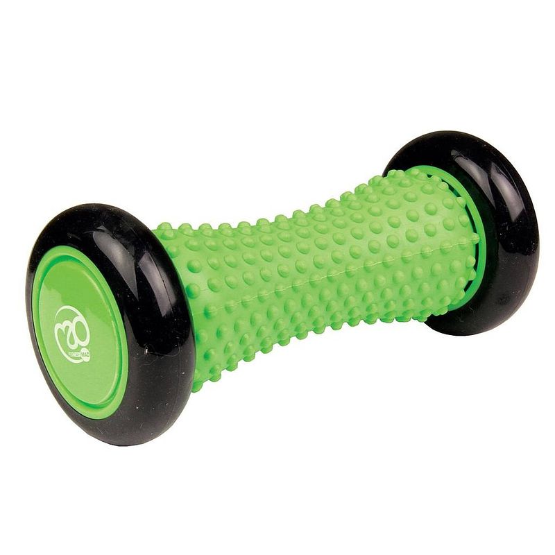 Foto van Fitness-mad foamroller voeten 15,8 x 7 cm tpe zwart/groen