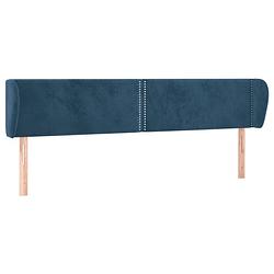 Foto van The living store hoofdeind classic - hoofdborden - 183x23x78/88 cm - donkerblauw fluweel