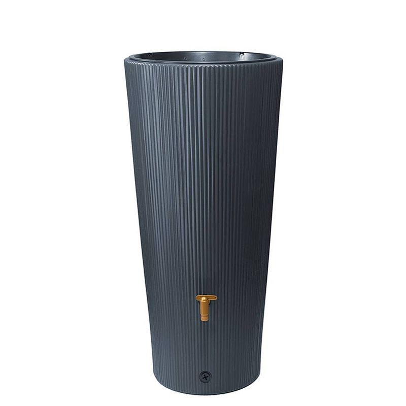 Foto van Meuwissen agro - 2in1 ton vaso decor 220 liter grafietgrijs dia. 58(max) x h.120 cm k