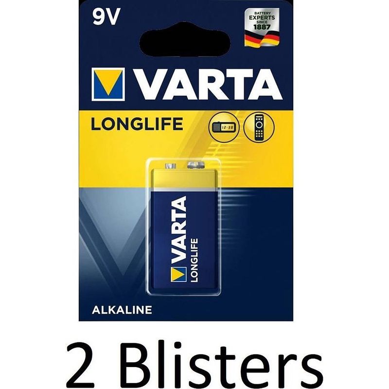 Foto van 2 stuks (2 blisters a 1 st) varta longlife extra 9v-block