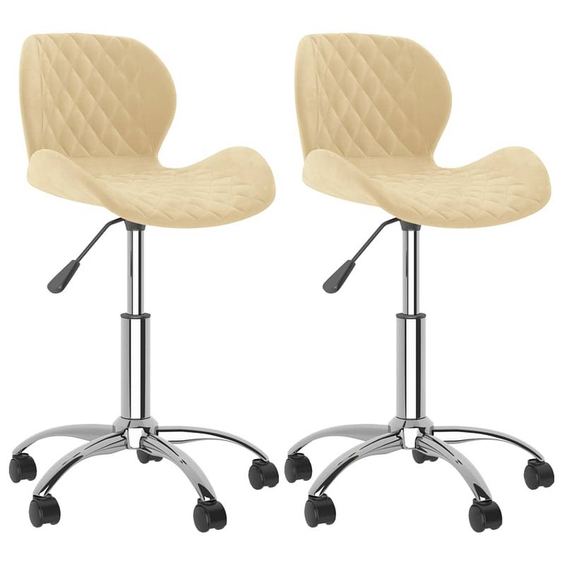 Foto van The living store draaibare eetkamerstoelen - crème fluweel - 39 x 51 cm - verchroomd staal