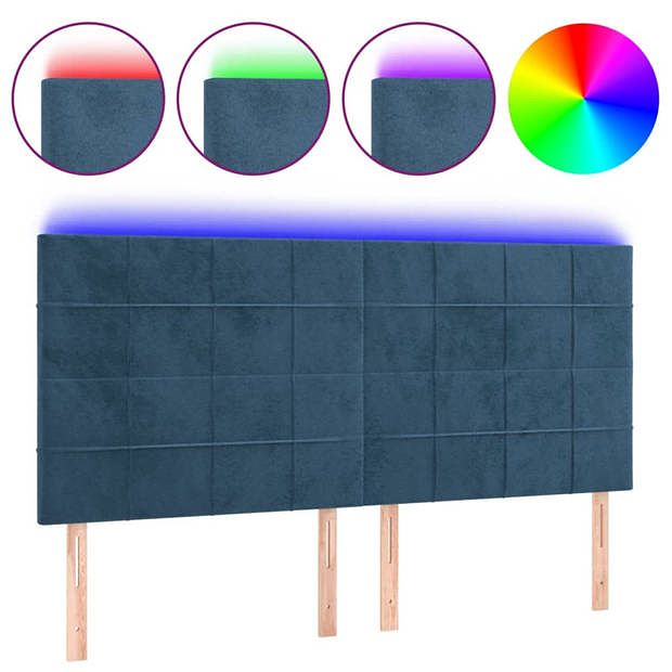 Foto van Vidaxl hoofdbord led 180x5x118/128 cm fluweel donkerblauw