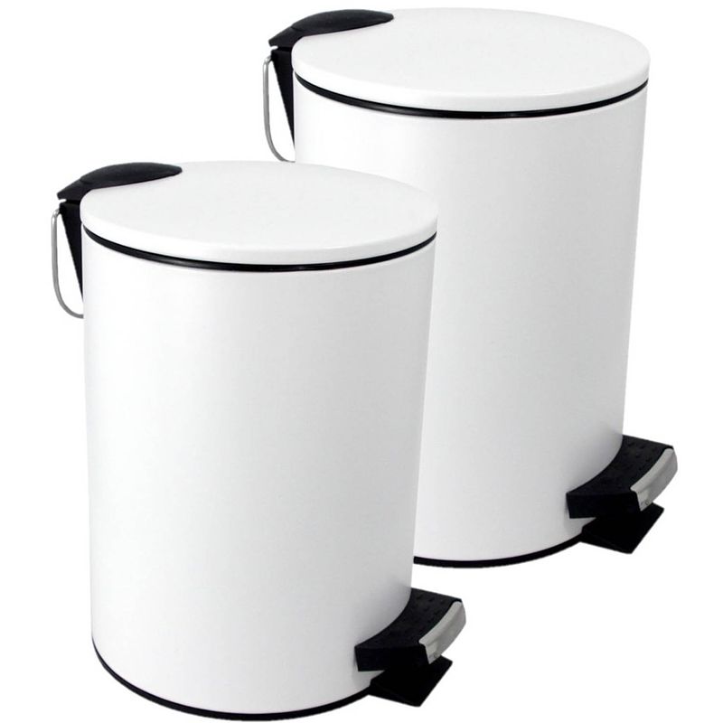 Foto van 2x stuks vuilnisbakken/pedaalemmers wit 3 liter 25 cm - prullenbakken