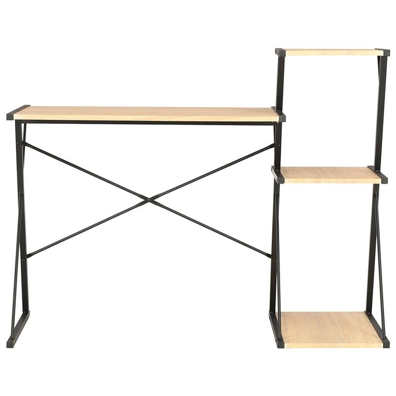 Foto van The living store modern bureau - met schappen - 116 x 50 x 93 cm - zwart/eiken - the living store