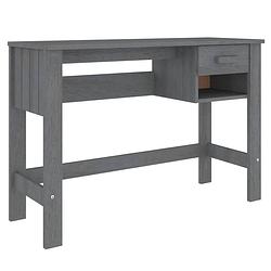 Foto van The living store hamar bureau - 110 x 40 x 75 cm - massief grenenhout - donkergrijs - met lade en vak