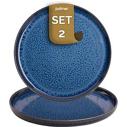 Foto van Palmer bord jory 28 cm blauw stoneware 2 stuk(s)