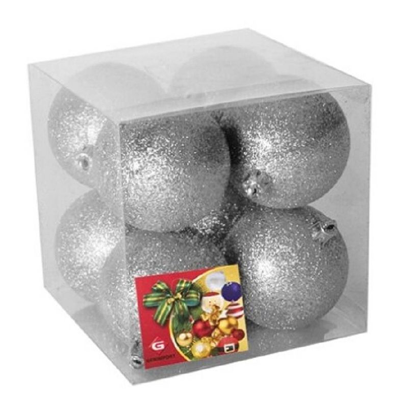 Foto van 8x stuks kerstballen zilver glitters kunststof 7 cm - kerstbal