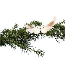 Foto van 2x stuks kerstboom vogels op clip glitter wit 11 cm - kersthangers