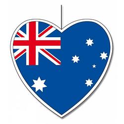 Foto van 3x australie hangdecoratie harten 28 cm - feestdecoratievoorwerp