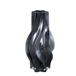 Foto van Ptmd florence black glass vase curved lines l