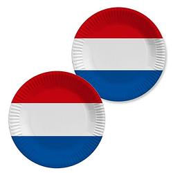 Foto van Holland/nederlandse vlag gebaksbordjes - 20x - karton - d23 cm - feestbordjes