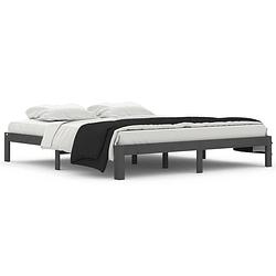 Foto van The living store bedframe - houten - massief grenenhout - 203.5 x 183.5 x 30 cm - grijs - 180 x 200 cm