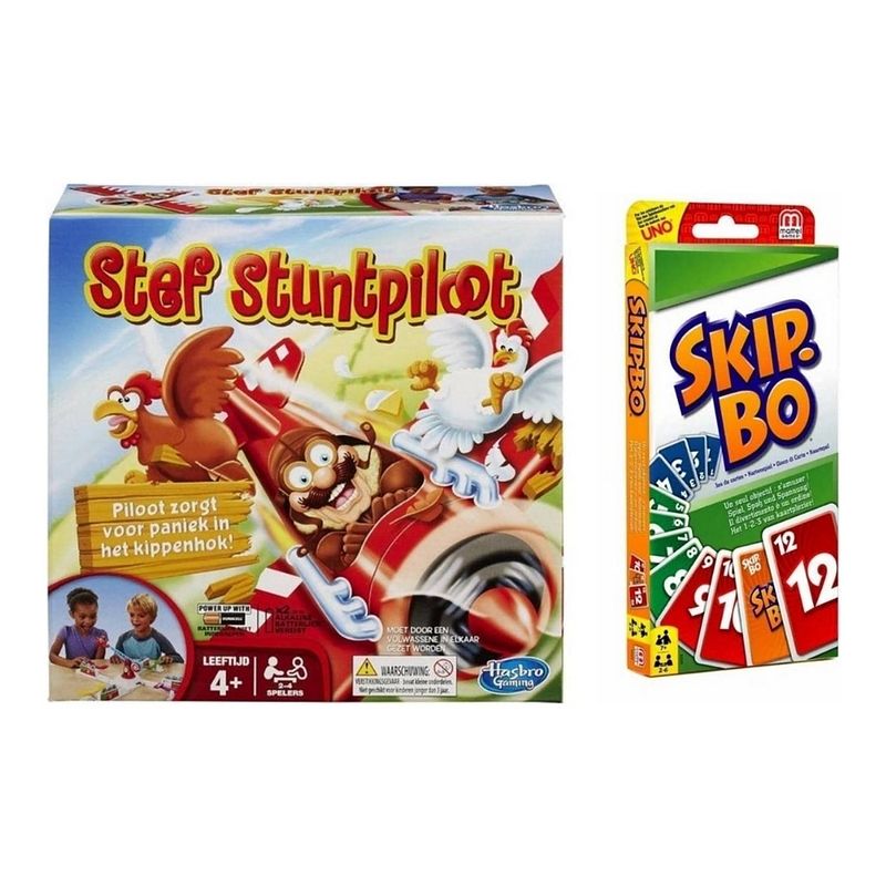 Foto van Spellenbundel - 2 stuks - stef stuntpiloot & skip-bo