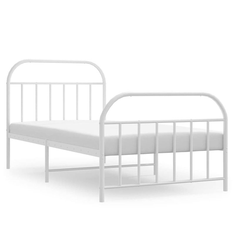 Foto van Vidaxl bedframe met hoofd- en voeteneinde metaal wit 107x203 cm