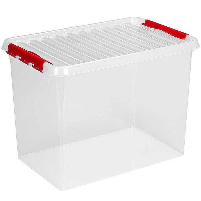 Foto van Sunware - q-line opbergbox 72l transparant rood - 60 x 40 x 42 cm