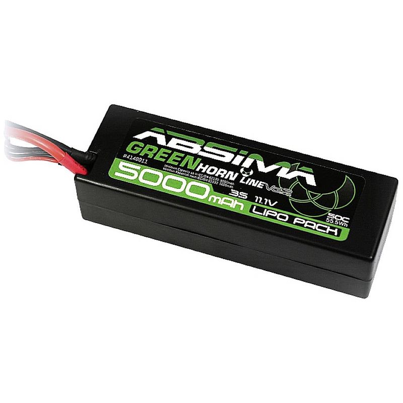 Foto van Absima lipo accupack 11.1 v 5000 mah aantal cellen: 3 50 c stick hardcase xt60